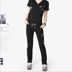 FIGS Yola Tall Black Scrub Pants L